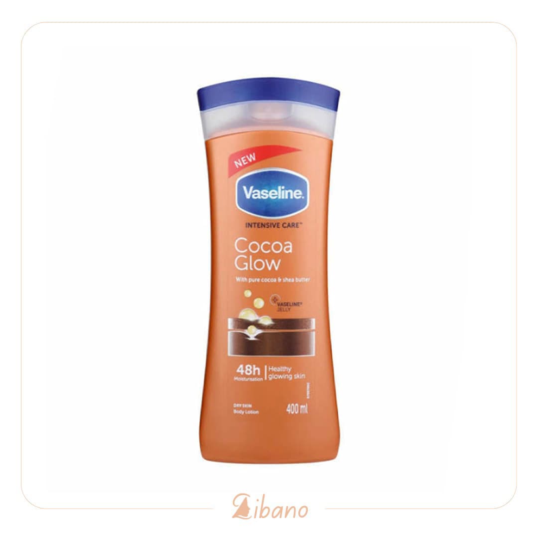 لوسیون بدن وازلین مدل با عصاره کاکائو و شی باتر Cocoa Glow