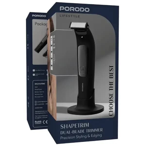 ریش تراش و ماشین اطلاح بدن دو تیغه پرودو مدل Porodo Lifestyle Shapetrim Dual-Blade Trimmer with Precision Styling & Edging — تصویر ۸