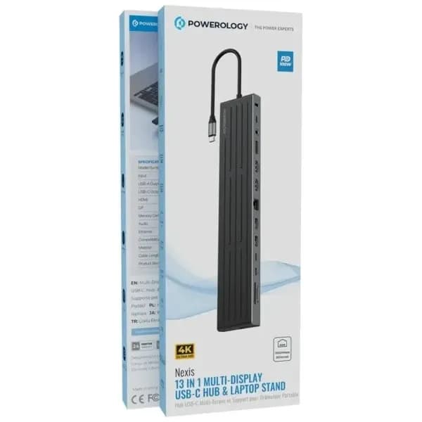 هاب ۱۳ پورت USB-C پاورولوژی مدل Powerology Nexis PWDC4DBBK — تصویر ۲