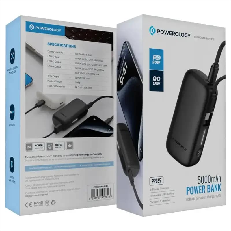 پاوربانک 5000 هزار20 وات پاورولوژی مدل Powerology Power Bank — تصویر ۵