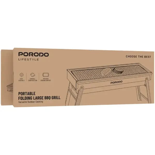 باربیکیو زغالی تاشو قابل حمل پرودو مدل Porodo Lifestyle Portable Folding Large BBQ Grill — تصویر ۳