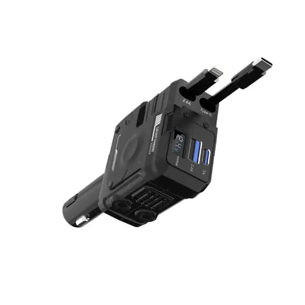شارژر فندکی 66 وات با کابل‌های لایتنینگ و تایپ‌سی پرودو مدل Porodo 66W Car Charger Lightning & Type-C — تصویر ۲