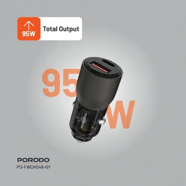 شارژر فندکی خودرو 95 وات پرودو مدل Porodo 95W Car Charger Transparent Multi-Device PD Charging — تصویر ۵