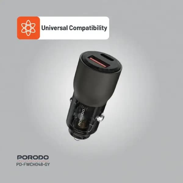 شارژر فندکی خودرو 95 وات پرودو مدل Porodo 95W Car Charger Transparent Multi-Device PD Charging — تصویر ۳