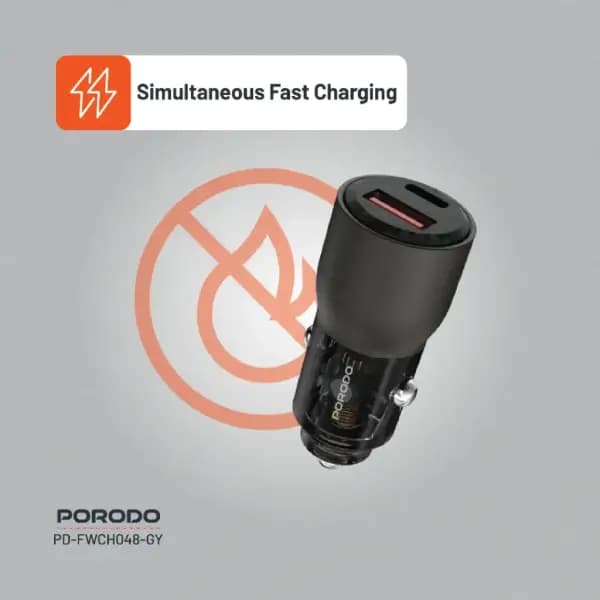 شارژر فندکی خودرو 95 وات پرودو مدل Porodo 95W Car Charger Transparent Multi-Device PD Charging — تصویر ۴
