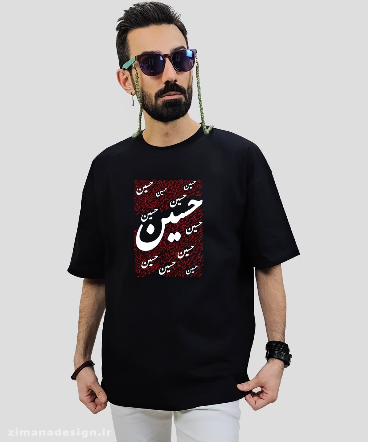 تیشرت لش مردانه و زنانه مذهبی طرح حسین (ع) کد 711 — تصویر ۲