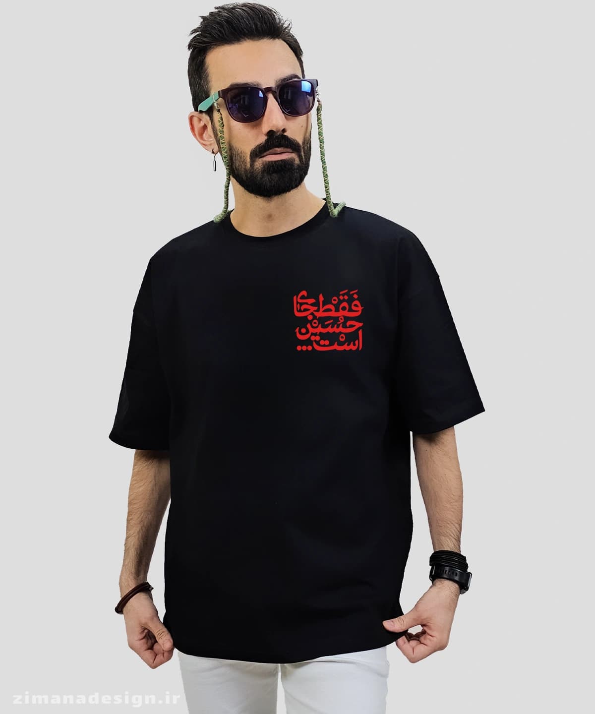 تیشرت لش مردانه و زنانه مذهبی طرح فقط جای حسین است کد 695