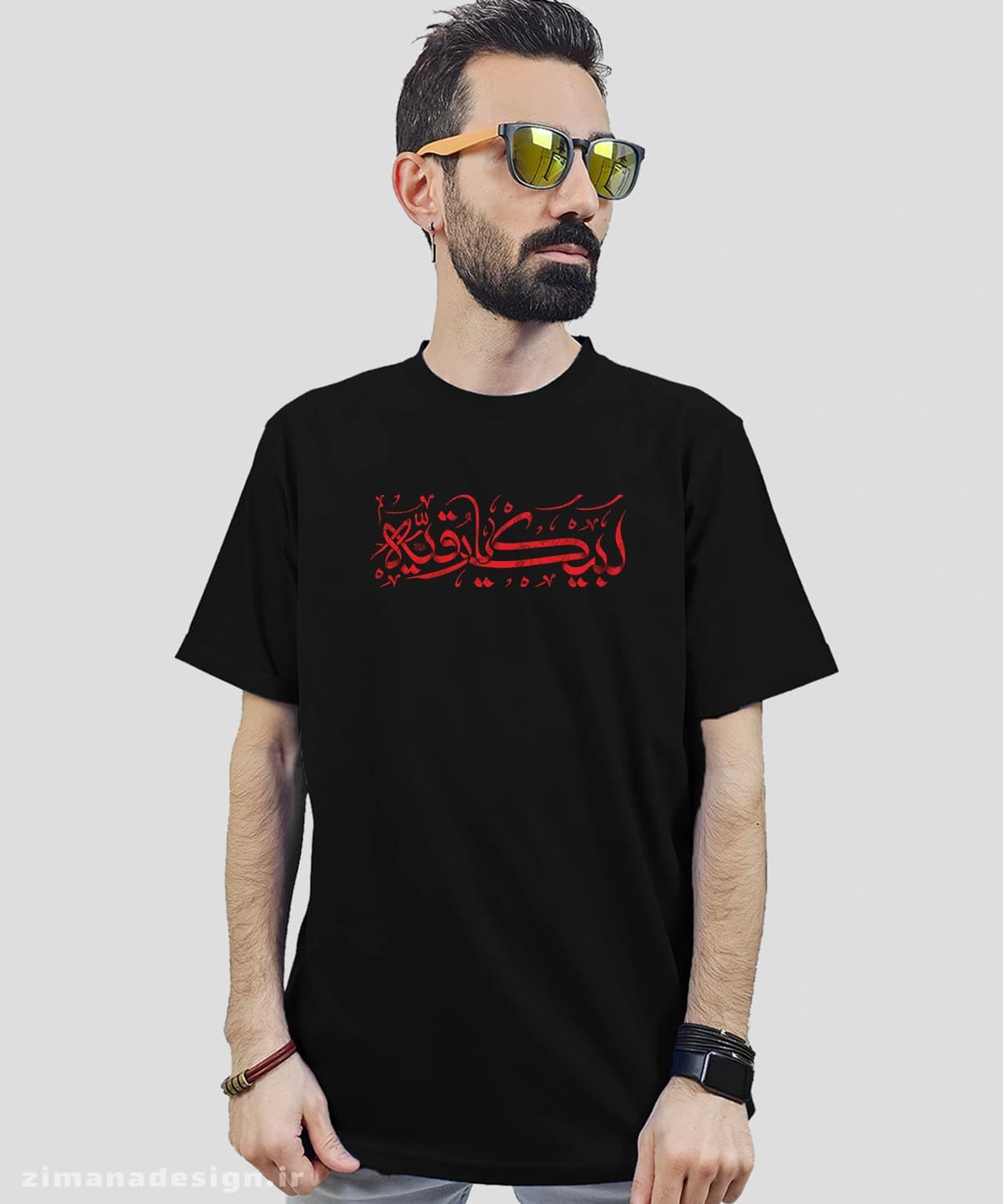 تیشرت مردانه و زنانه مذهبی طرح لبیک یا رقیه کد 769
