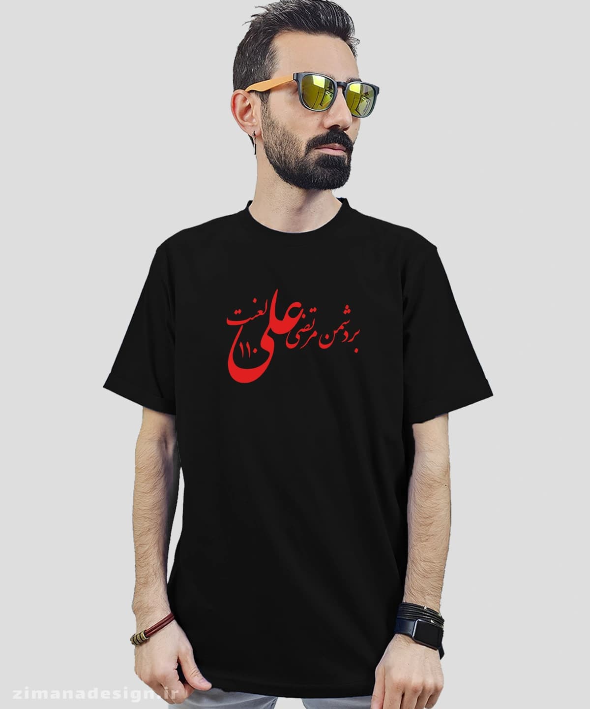 تیشرت مردانه و زنانه مذهبی طرح بر دشمن مرتضی علی لعنت کد 761 — تصویر ۲
