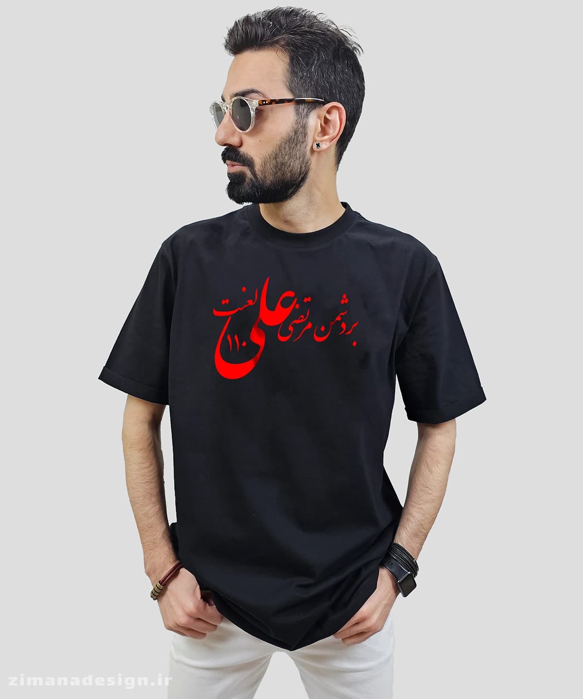 تیشرت مردانه و زنانه مذهبی طرح بر دشمن مرتضی علی لعنت کد 761