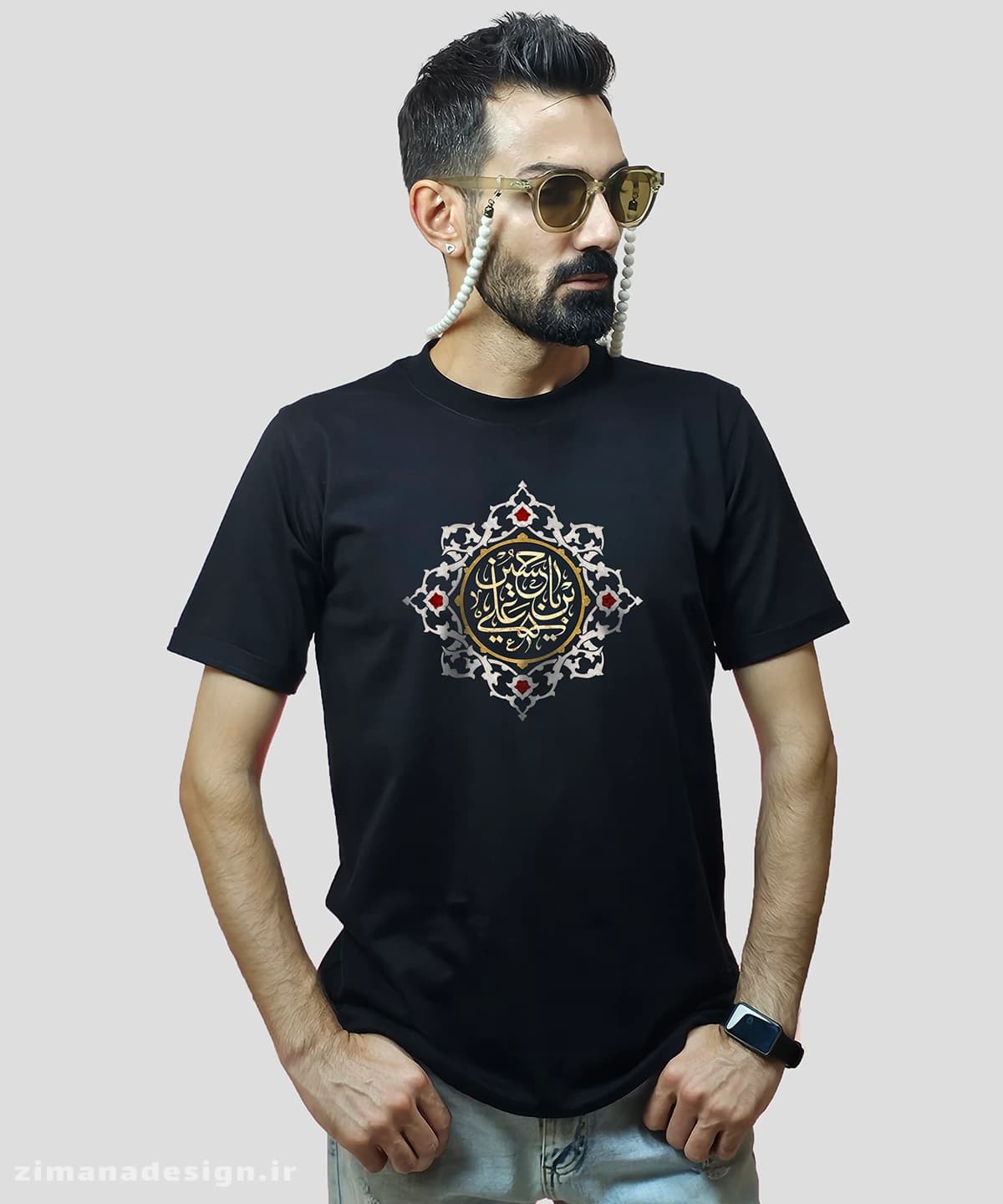 تیشرت مردانه و زنانه مذهبی طرح یا حسین بن علی کد 756