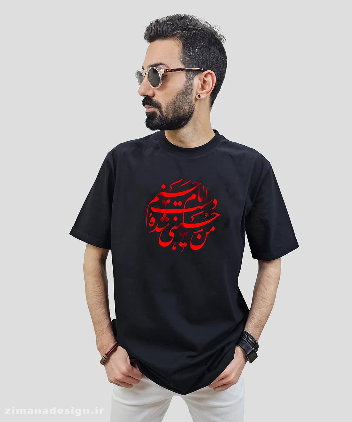 تیشرت مردانه و زنانه مذهبی طرح من حسینی شده دست امام حسنم کد 742