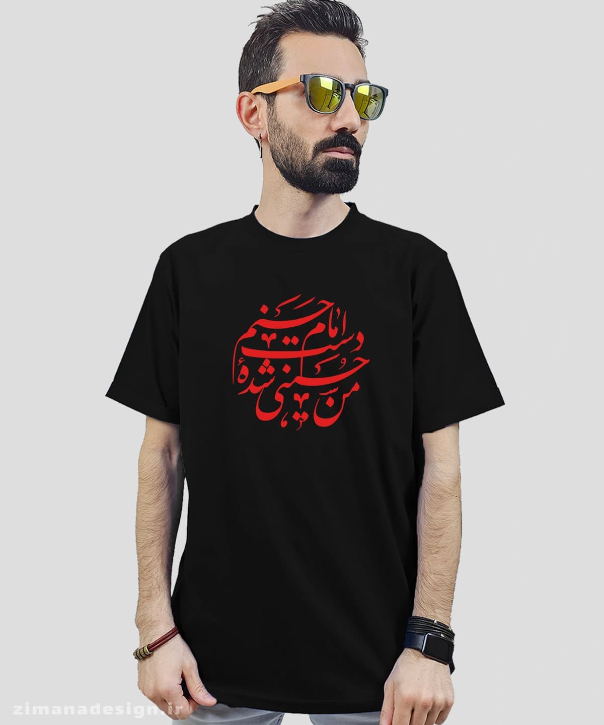 تیشرت مردانه و زنانه مذهبی طرح من حسینی شده دست امام حسنم کد 742 — تصویر ۲
