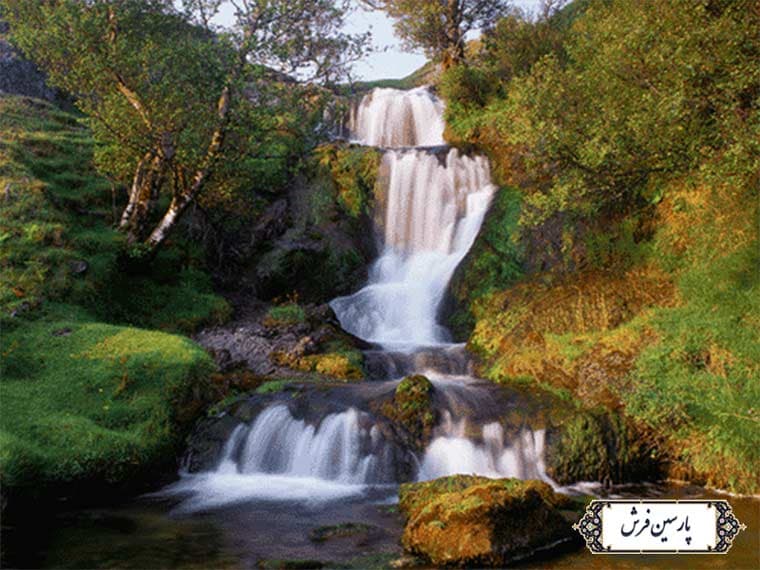 نخ و نقشه تابلو فرش طرح منظره آبشار – کد NV777