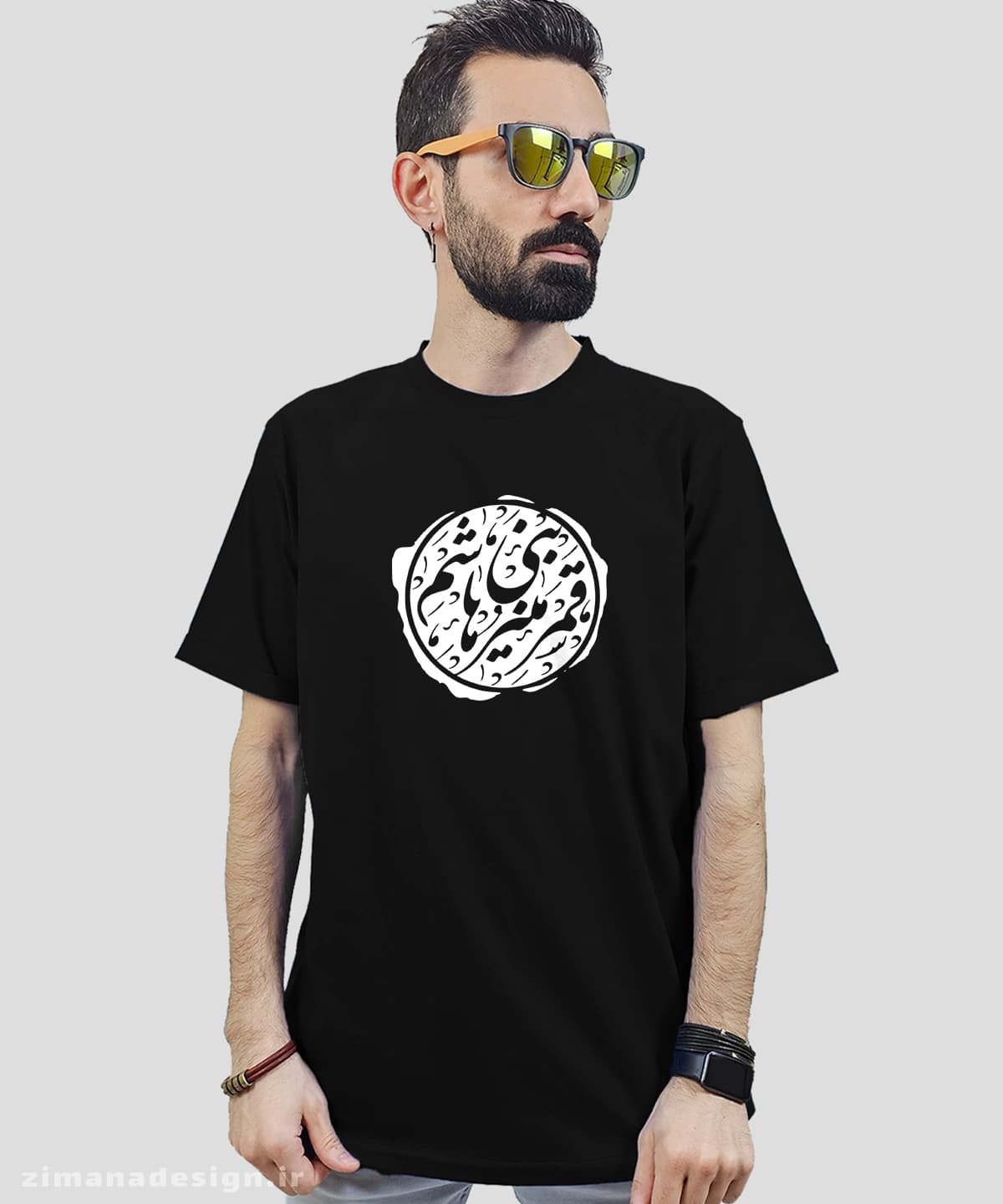 تیشرت مردانه و زنانه مذهبی طرح قمر منیر بنی هاشم کد 718 — تصویر ۲