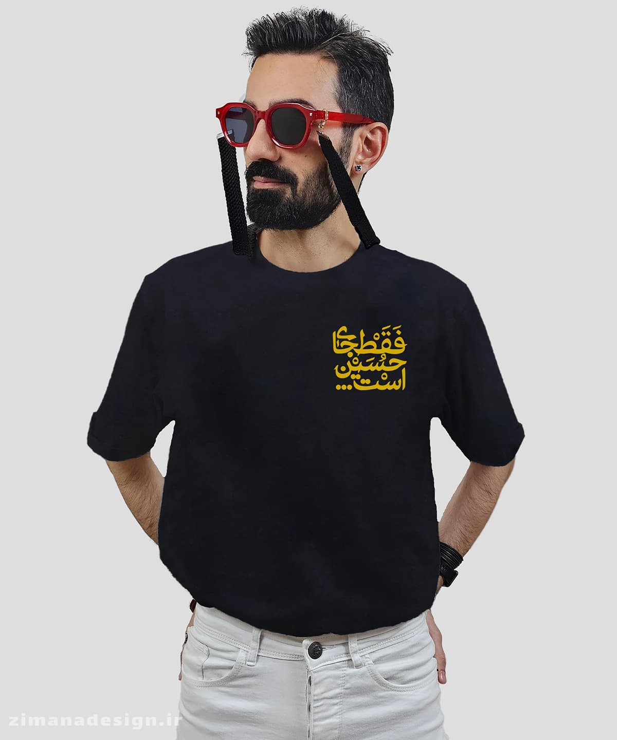 تیشرت مردانه و زنانه مذهبی طرح فقط جای حسین است کد 695