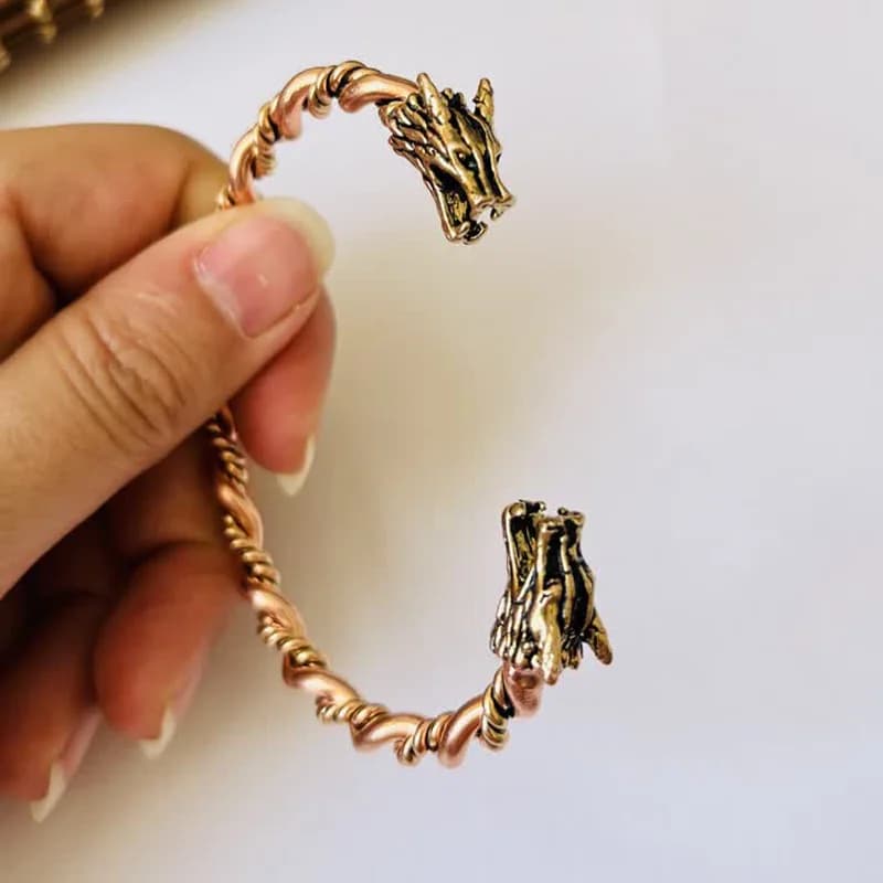 دستبند مسی پیچی سر گرگ کد JW683 — تصویر ۴