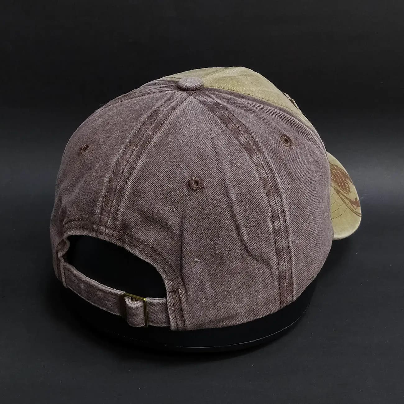 کلاه بیسبالی کتان سنگشور تاج دار دو رنگ Newyork | کلاه وینتیج نیویورک با استایل خیابانی — تصویر ۲