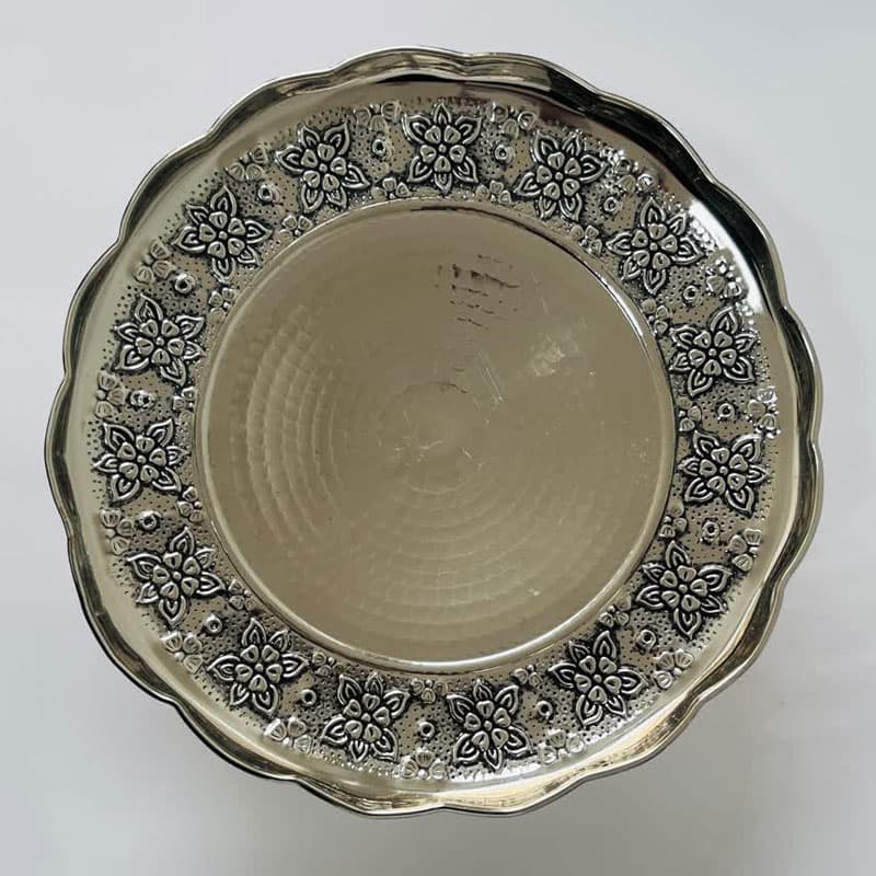 شیرینی خوری مسی قلم زنی کروم کدZH320.8 — تصویر ۴