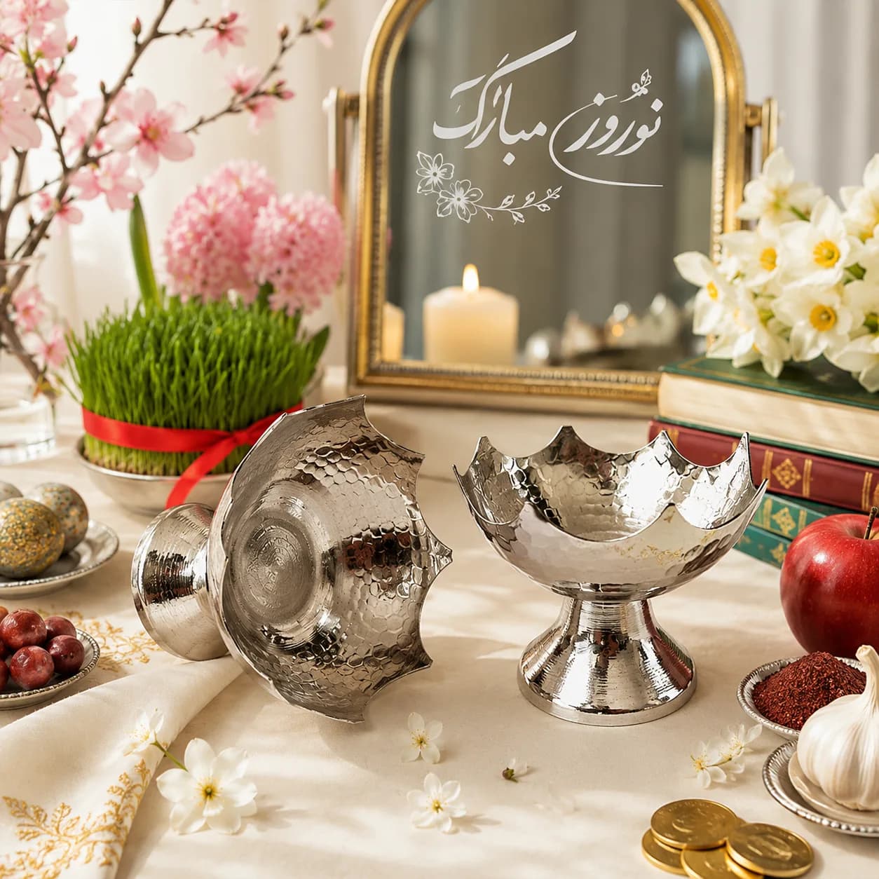 ظرف هفت سین کروم کوچک کد ZH135.2 — تصویر ۳