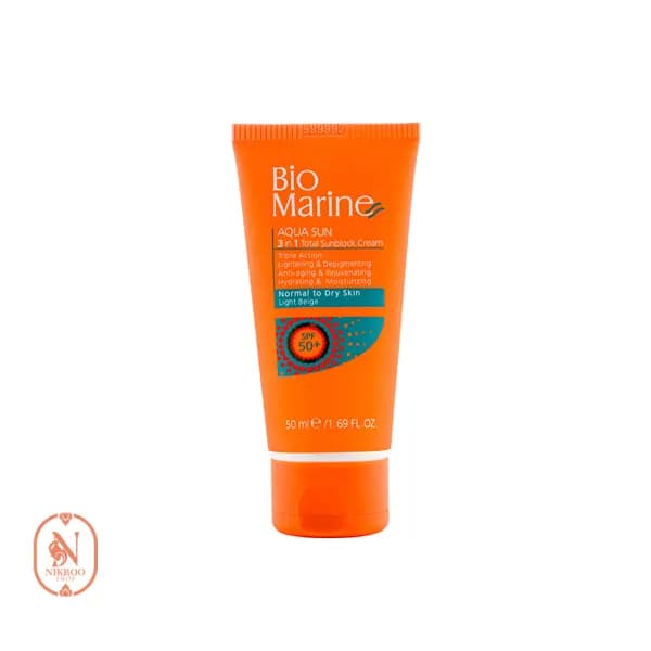 کرم ضدآفتاب بی‌رنگ بایومارین SPF50 مناسب پوست‌های خشک 50 میل