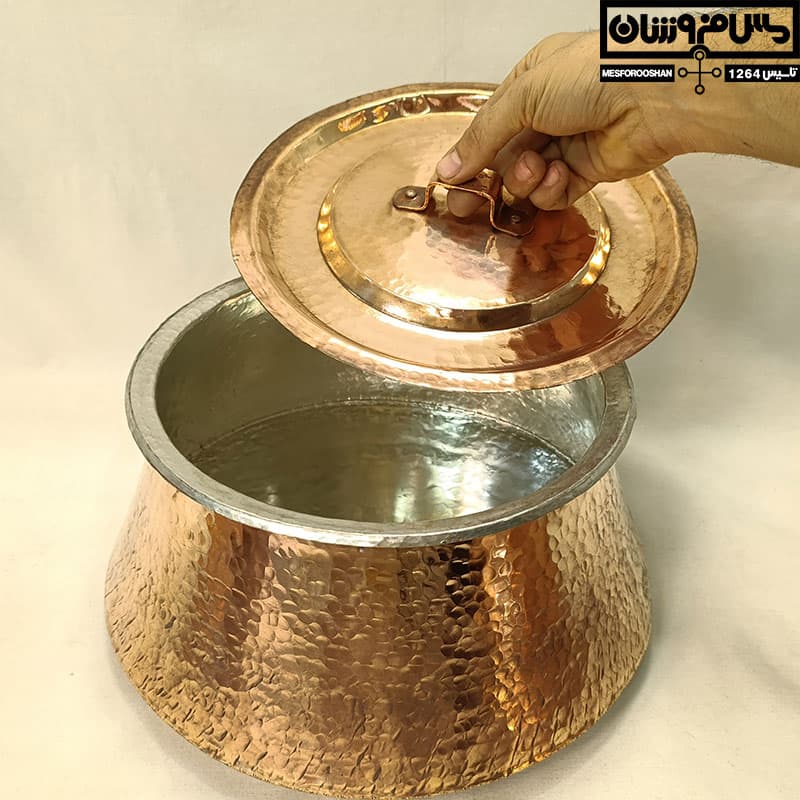 دیگچه مسی دستساز سایز 4 مدل غازان — تصویر ۳