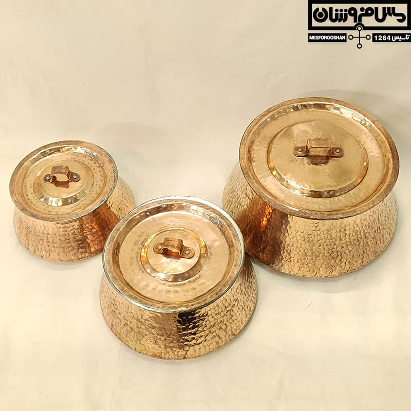 دیگچه مسی دستساز سایز 4 مدل غازان — تصویر ۲