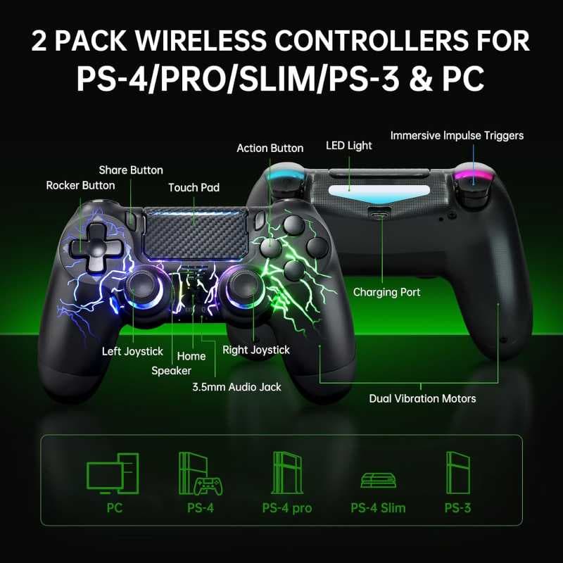 دسته بازی بیسیم mone برای PS4/PS4 Pro/PS4 Slim و PC — تصویر ۳