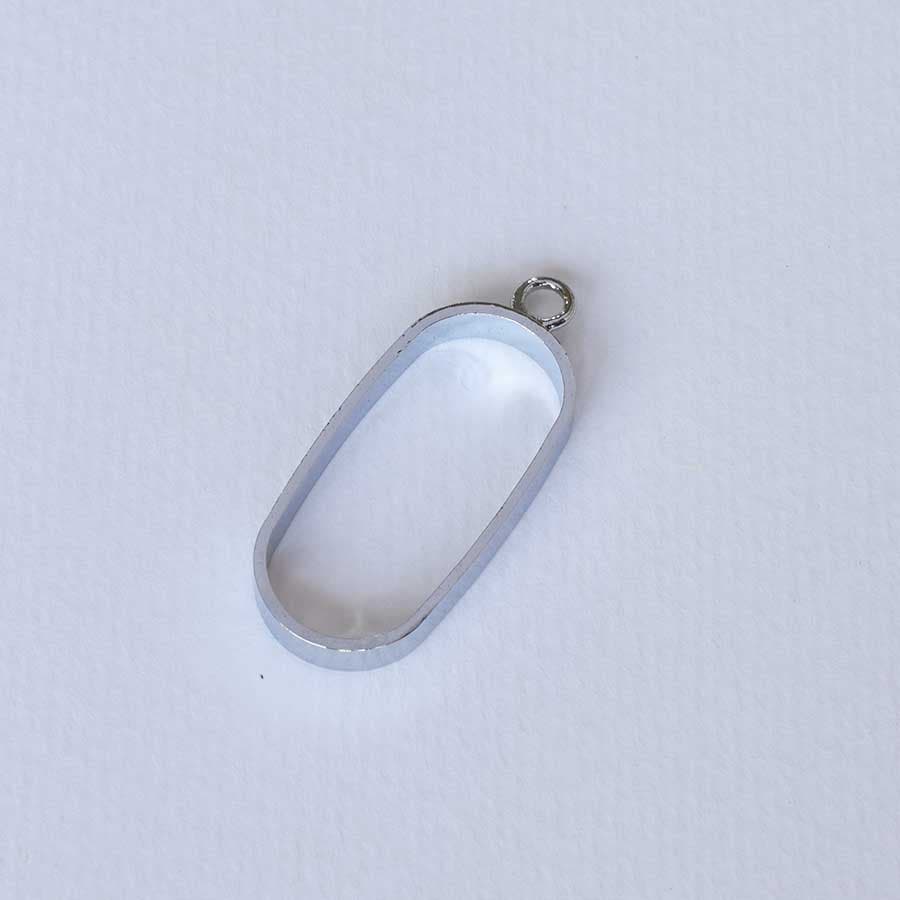 قاب آویز رزین رنگ نقره ای مدل بیضی بدون کفه 15*30 میلیمتر