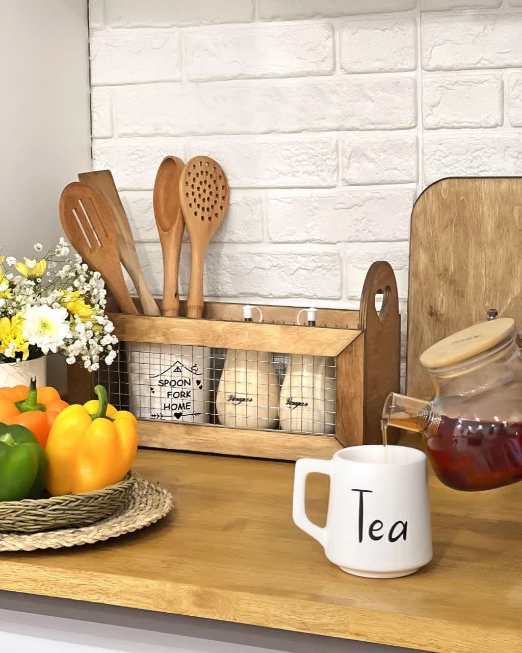 باکس چوبی مستطیل توری دار دسته قلبی