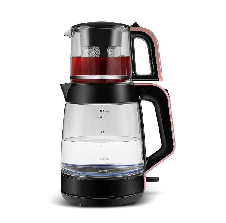 چاییساز برقی کاراجا مدل Glass Tea XL دسته رزگلد — تصویر ۴