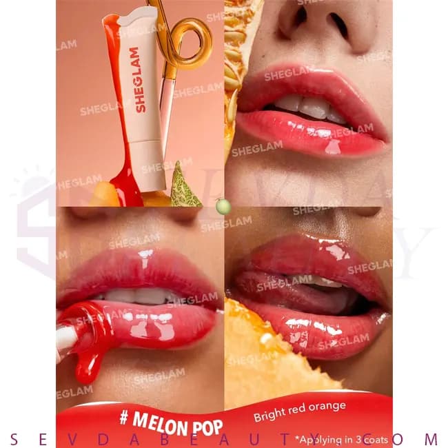 لیپ گلاس کریستالی آبرسان شیگلم رنگ Melon pop — تصویر ۲