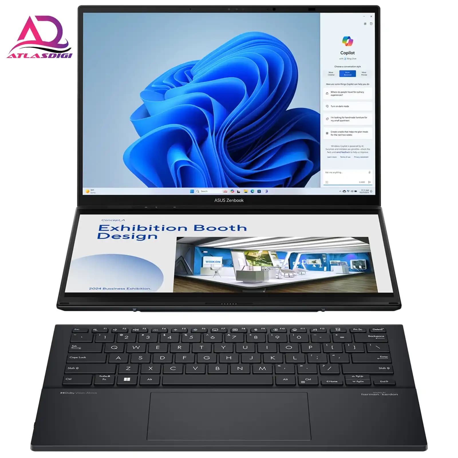 لپ تاپ ایسوس زنبوک مدل ASUS Zenbook Pro 14 Duo OLED 2025 Ultra 9-285H 2.8K 120Hz