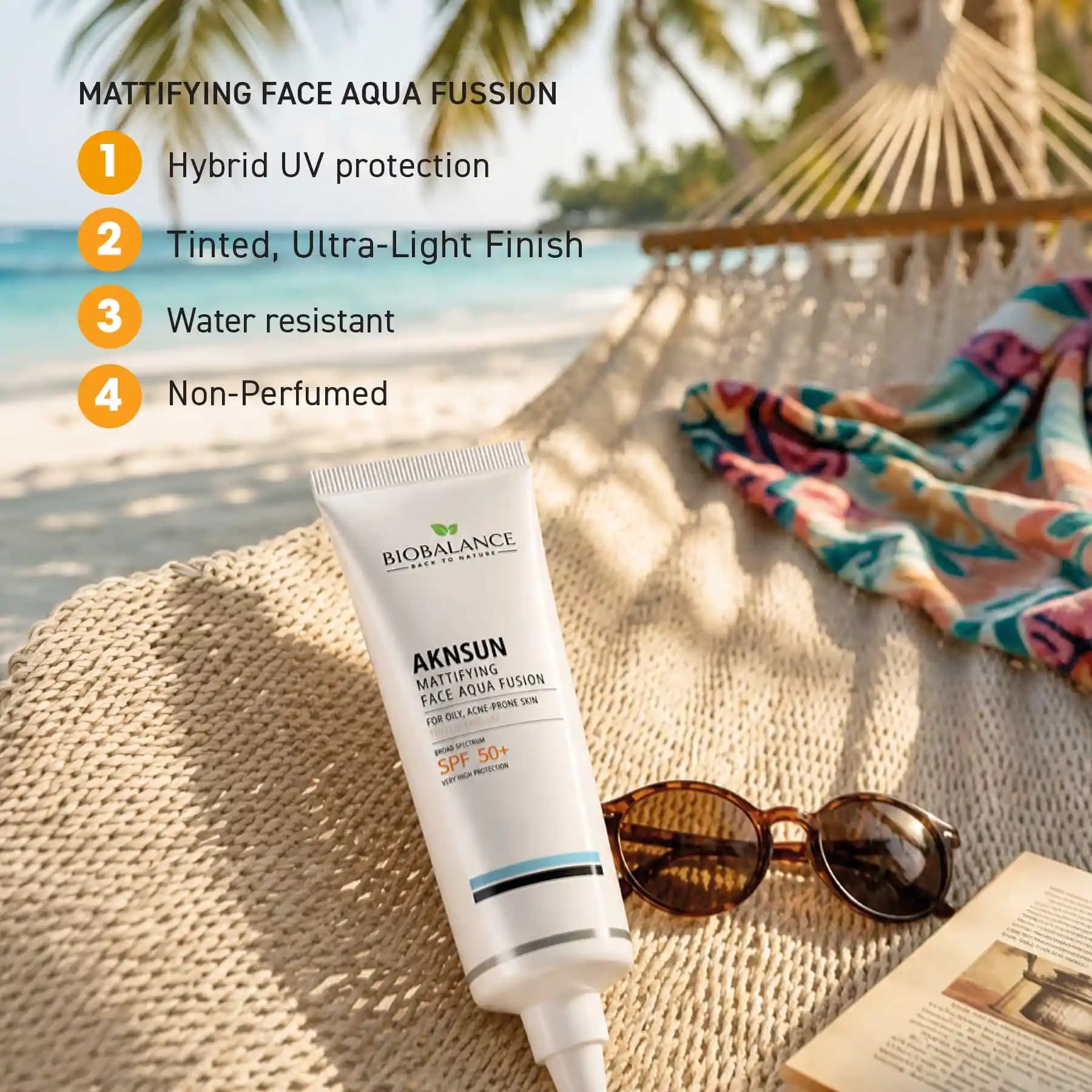 ضد آفتاب رنگی بیوبالانس AKNSUN ماتکننده SPF50+ رنگ Medium حجم ۴۰ میلیلیتر — تصویر ۵