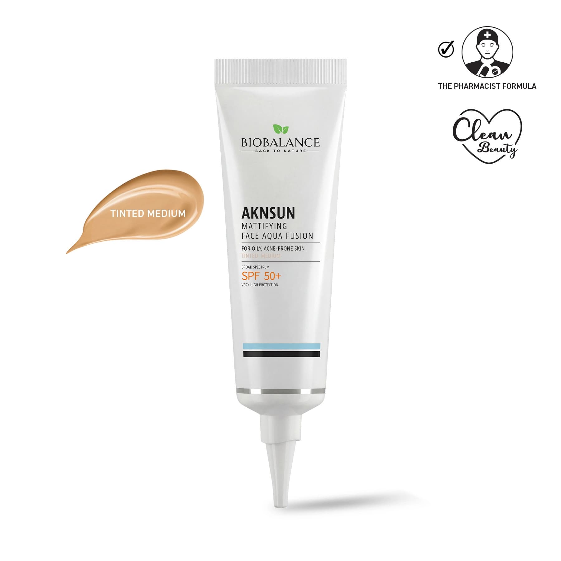 ضد آفتاب رنگی بیوبالانس AKNSUN مات‌کننده SPF50+ رنگ Medium حجم ۴۰ میلی‌لیتر