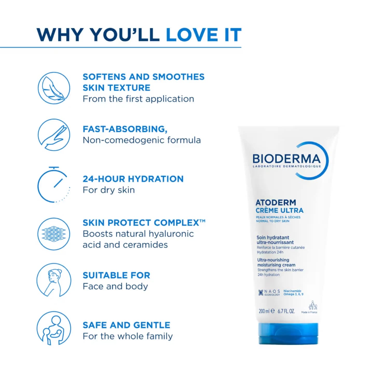 کرم مرطوبکننده اتودرم اولترا بایودرما مدل Atoderm Crème Ultra، حجم ۲۰۰ میلیلیتر — تصویر ۴
