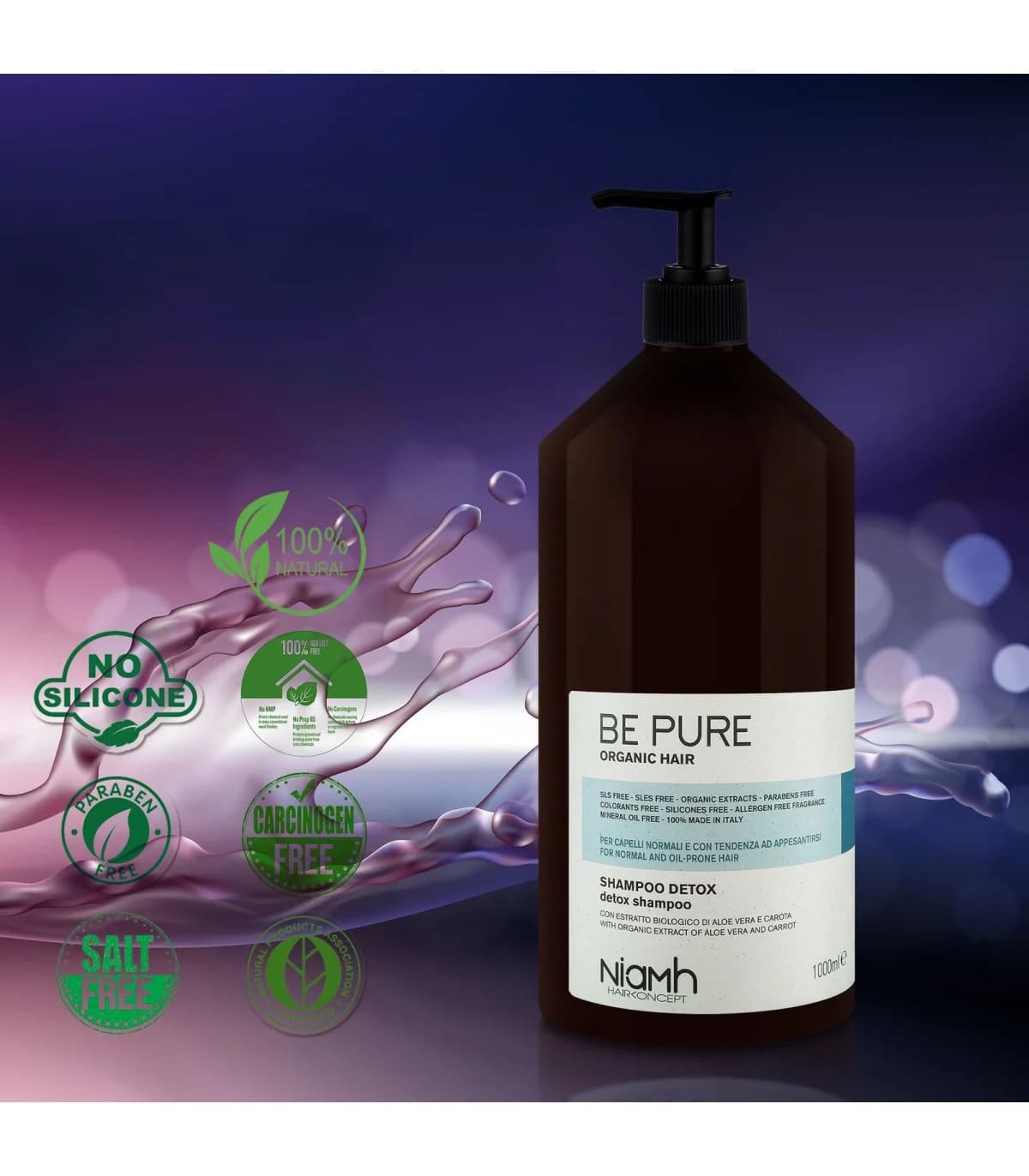 شامپو موی چرب بی پیور(BePure) سم زدا بدون سولفات حجم 1000 میلی لیتر — تصویر ۲