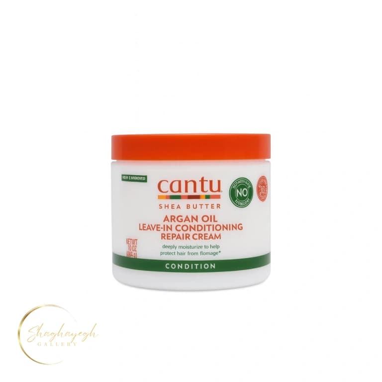 کرم نرم‌کننده و ترمیم‌کننده مو بدون نیاز به آبکشی آرگان کنتو Cantu Argan Oil Leave-In Conditioning Repair Cream حجم ۴۵۳ گرم