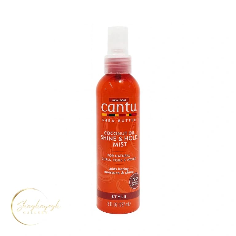 اسپری براق‌کننده و تثبیت‌کننده حالت مو روغن نارگیل کنتو Cantu Coconut Oil Shine & Hold Mist حجم ۲۳۷ میل