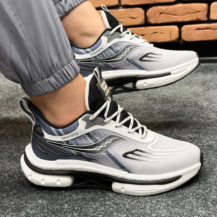 کتونی مردانه اسپرت رانینگ مدل ساکونی Saucony رنگ سفید مشکی کد 14220 — تصویر ۴