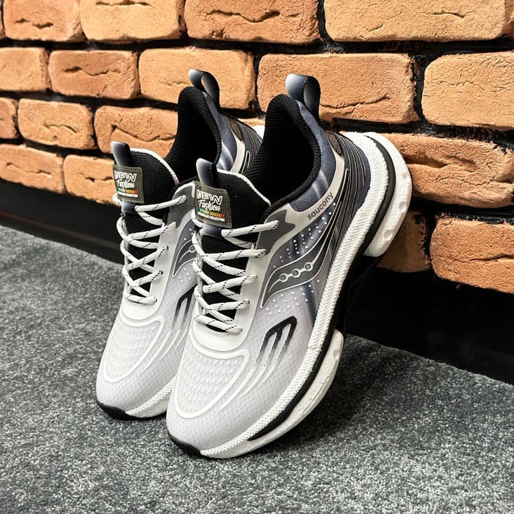 کتونی مردانه اسپرت رانینگ مدل ساکونی Saucony رنگ سفید مشکی کد 14220 — تصویر ۲