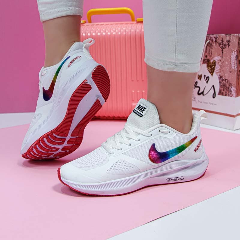 کتونی ست مردانه زنانه مدل نایک ایر زوم گاید nike air zoom guide رانینگ سفید هفت رنگ کد 1240 — تصویر ۲
