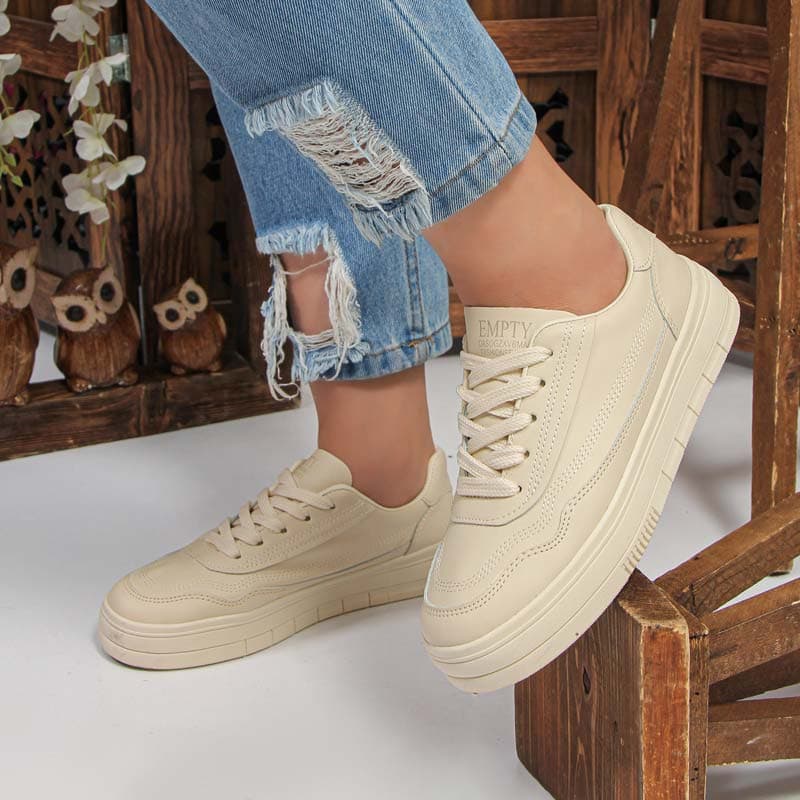 کفش کتونی زنانه ساده رنگ کرم مدل ونس vans کد 27790 — تصویر ۲