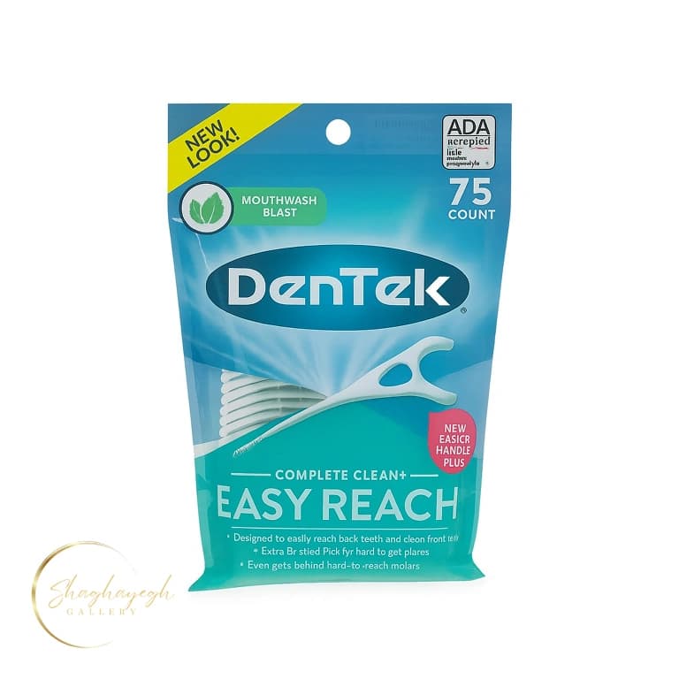 نخ دندان دسته‌دار دنتک مدل Easy Reach با طعم نعناع بسته ۷۵ عددی