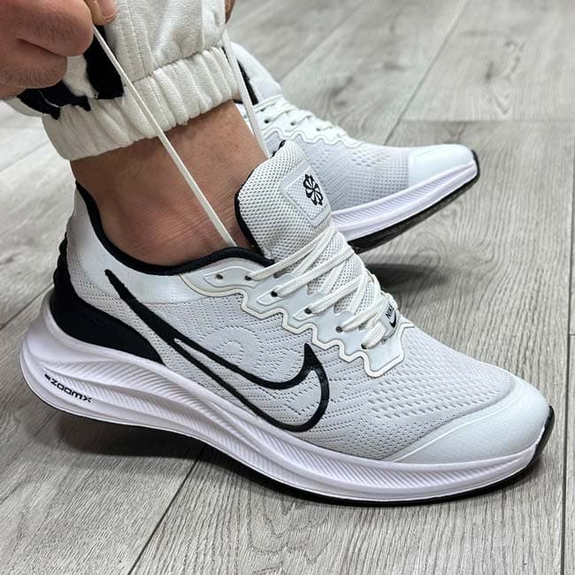 کفش و کتانی مردانه مدل نایک NIKE ZOOM رنگ سفید مشکی کد 1396 — تصویر ۳