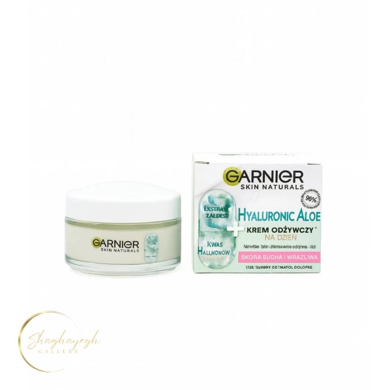 کرم آبرسان روزانه هیالورونیک آلوئه ورا گارنیر مناسب پوست خشک و حساس حجم ۵۰ میل Garnier Hyaluronic Aloe Day Cream