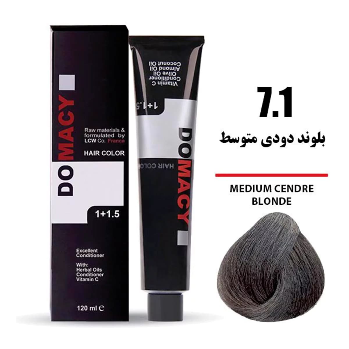 رنگ موی بلوند دودی متوسط شماره 7.1 حجم 120 میلی لیتر دوماسی