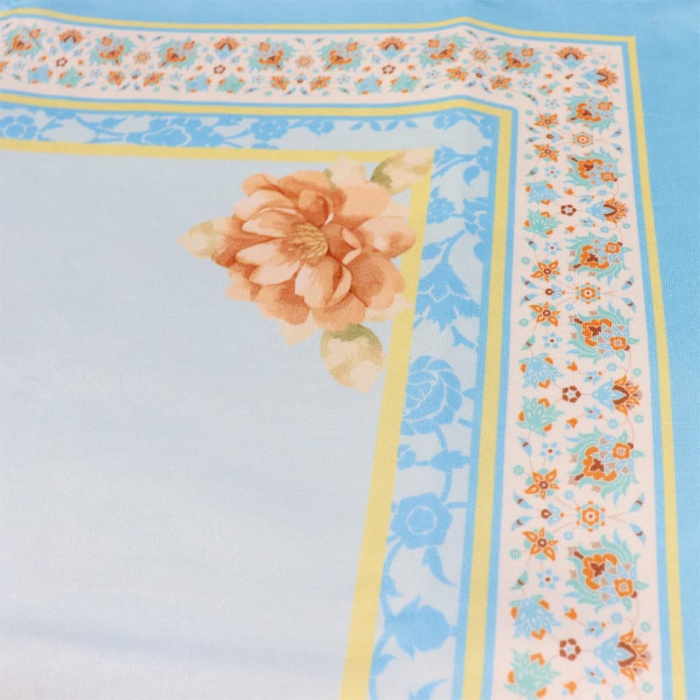 سجاده جانماز مخمل سه تیکه طرح نیایش فیروزه ای کد 0579 — تصویر ۳