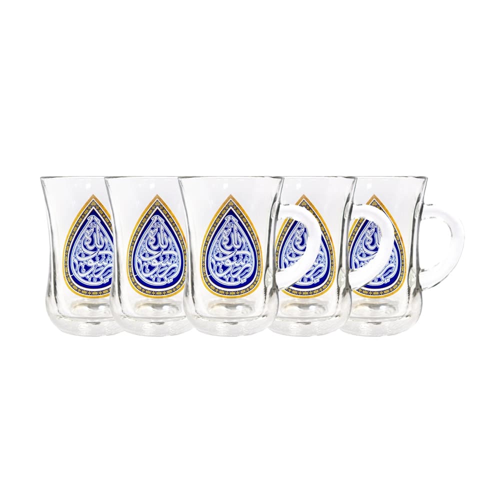 استکان کمر باریک دسته دار یا رسول الله 6 عددی کد 0531