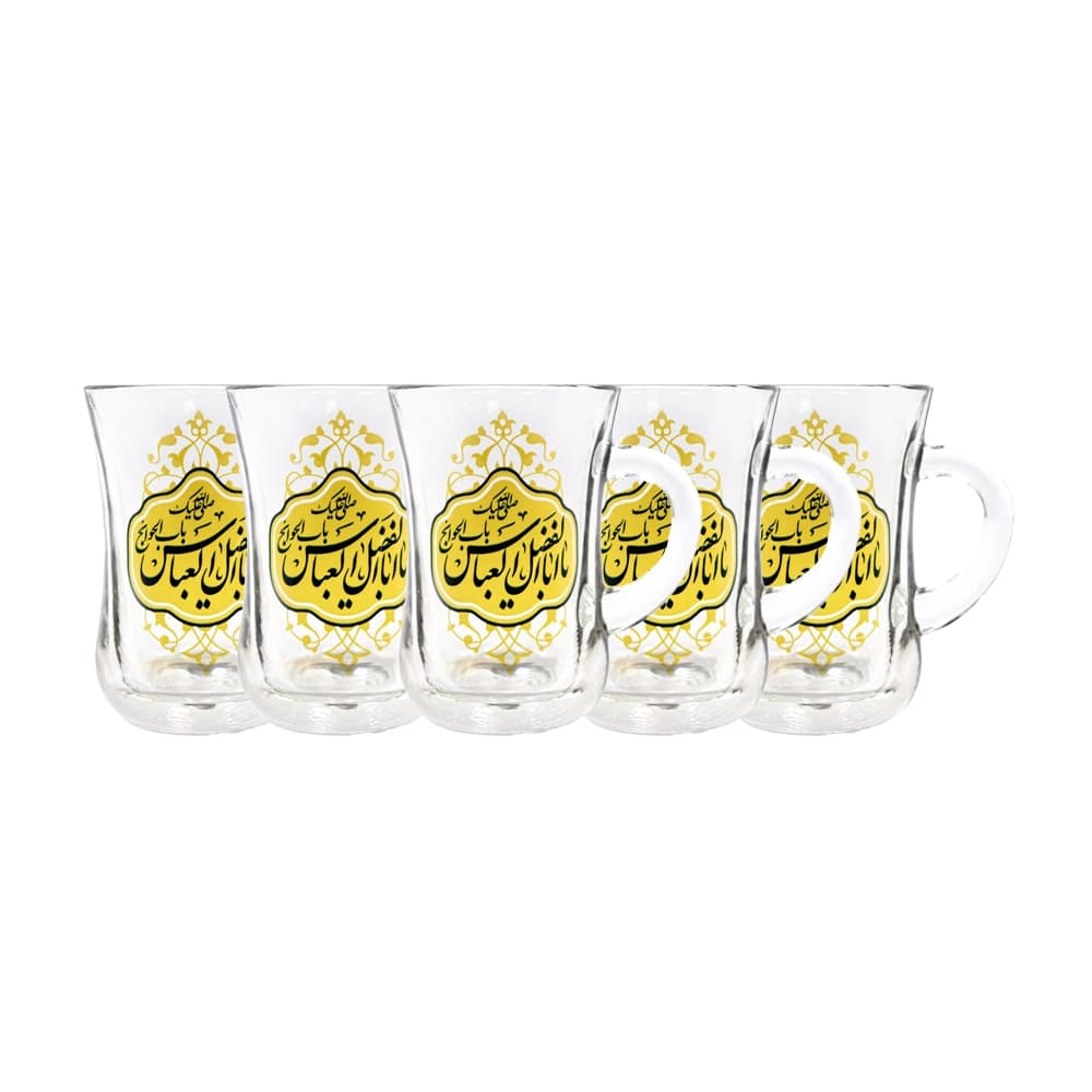 استکان کمر باریک دسته دار یا اباالفضل العباس 6 عددی کد 1417